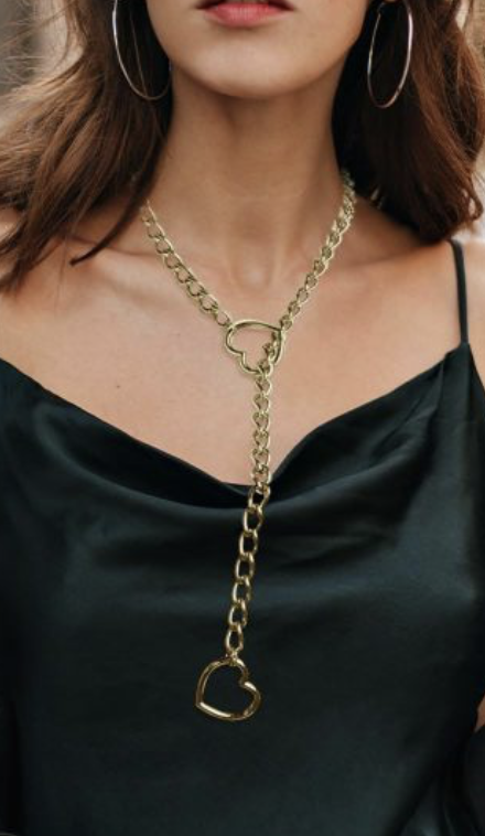Collier Lariat Cœur - autre angle